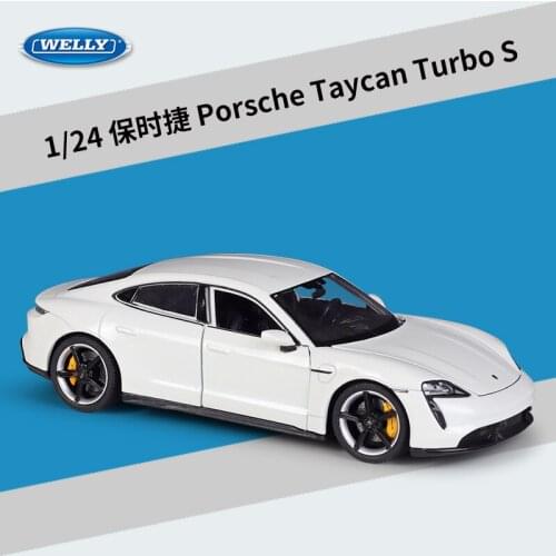 Welly 1:24 Porsche Taycan Turbo S sports car simulation die-casting alloy car model ornaments collection of childrens toys