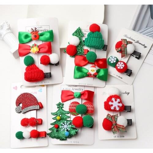 New Christmas Set Hair clip Christmas tree Santa Claus children Hair bands Baby Hairpins Headwear Girl Hairpin Hair accessories
