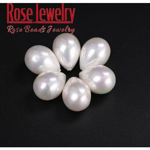 Natural Half Drilled White Water-drop Shell Pearl Beads 12x16mm 3pcs Irregular Loose Beads For Jewelry Making Bracelet Ear Studs