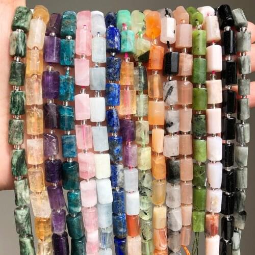 6x10mm Natural Lapis Lazuli Quartz Apatite Stone Beads Cylinder Loose Spacer Beads For Jewelry Making DIY Bracelet 7.5"Strand