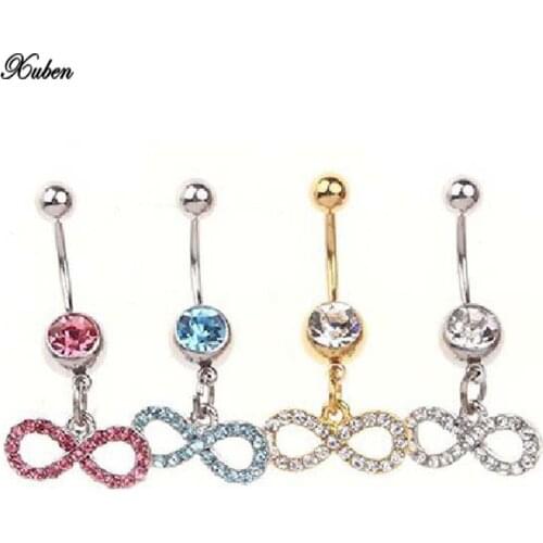 Number 8 Dangle Belly Button Ring 316L Stainless Steel Belly Ring Body Jewelry Navel Piercing