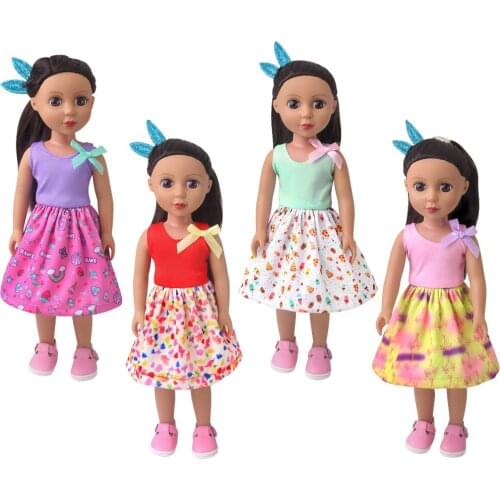 14.5 Inch Nancy American Paola Reina Girls Doll Clothes Bow Print Halter Dress Skirt Baby Toys Accessories Gift I2