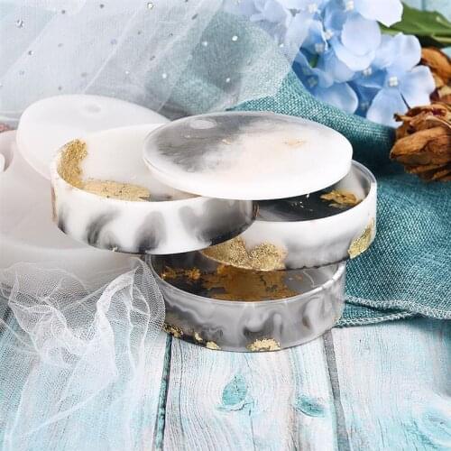 Resin Silicone Mold Rotating Jewelry Storage Box Mold For DIY Epoxy UV Round Makeup Organizer Resin Casting Molds Jewelry Tools