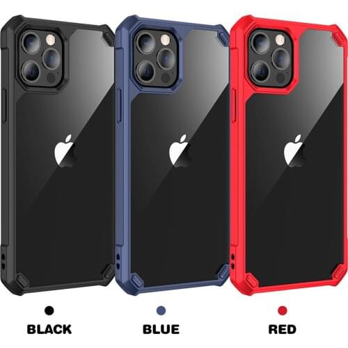 Clear Back Shockproof Acrylic Case for iphone 13pro max/12 promax/11PRO/XR/XS MAX/6/7/8 PLUS with airbags TPU corner protection