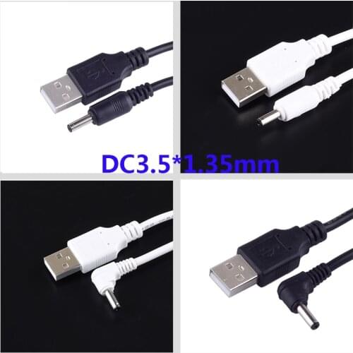 DC Power Plug USB Convert To 3.5*1.35mm/DC 3.5*1.35 White Black L Shape Right Angle Jack With Cord Connector Cable