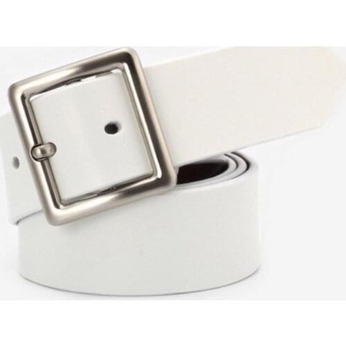 White Belt Women Genuine Leather Belts For Women Pin Buckles Cowskin Red Black Camel Waist Belt Ladies