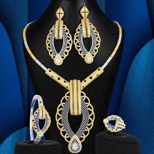 Luxury Party Bohemia Italy 4PCS Nigerian Charms Jewelry Set For Women Wedding Zircon Indian African Bridal Jewelry Set 2018