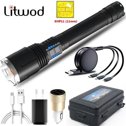 The Most Brightest Led Flashlight 10-core XHP110.2 Power Bank Function Torch Usb Rechargeable 18650 26650 Battery Zoom Lantern
