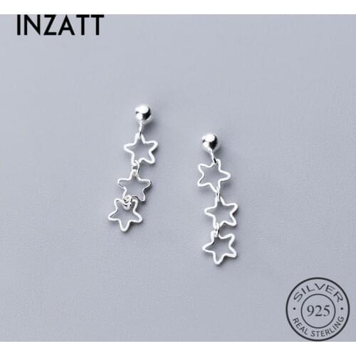 INZATT Real 925 Sterling Silver Minimalist Hollow Star Stud Earrings For Fashion Women Party Cute Fine Jewelry 2019 Accessories
