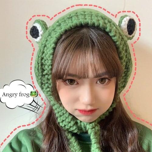 Ins Frog Hat Beanies Knitted Winter Hat Hip Hop Skullies Knitted Hat Lady Girls Warm Lovely Christmas Gifts Ear Protection Hat