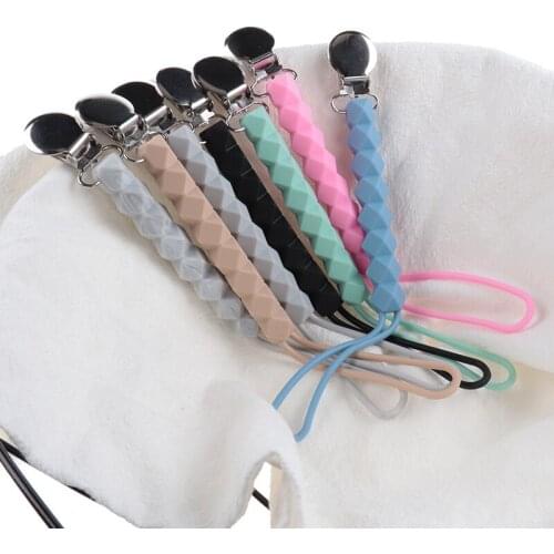 Silicone Baby Pacifier Chains Hexagon Pacifiers Holder Soothie Teething Dummy Pacifier Leashes Baby Products Girl Boy Funny Clip