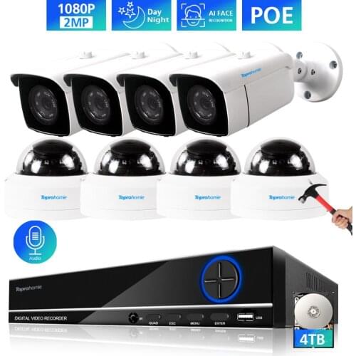 TOPROHOIME H.265+ 8CH 5MP POE NVR AI human detection IP Camera system 48V 2MP 1080P Audio Camera CCTV Video Surveillance kit