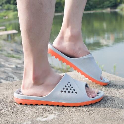 Slides For Men New Outdoor Slip On Breathable Lightweight Men Slippers Cool Water Beach Shoes Bathroom Men Shoes Plus Size 40-49