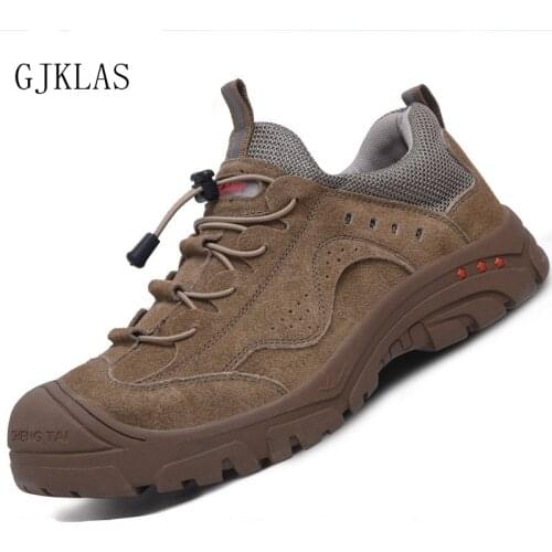 Steel Toe Boots Men Cow Suede Safety Work Shoes for Men Puncture-Proof Indestructible Safety Shoes Men Chunky Boots Work Shoe