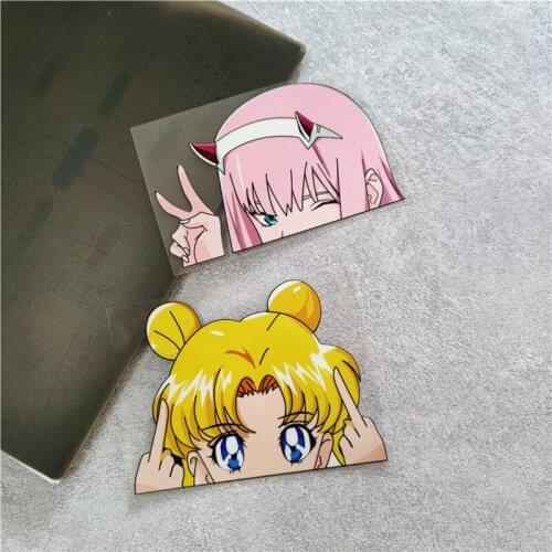 Car Styling Vinyl Stickers for Gesture Sign Greeting Finger Beauty Girl Anime Graphics Motor Bikes Keyboard Decal