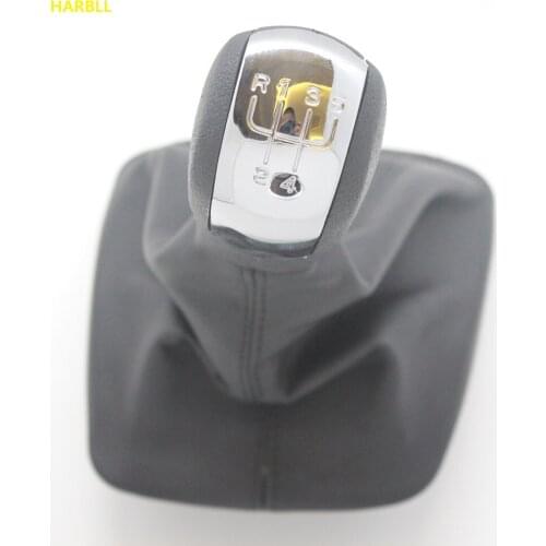 5 Speed Car Gear Shift Knob With Black Leather Boot Chrome Cap For Skoda Octavia 2 A5 MK2 2004 2005 2006 2007 2008 2009 2010