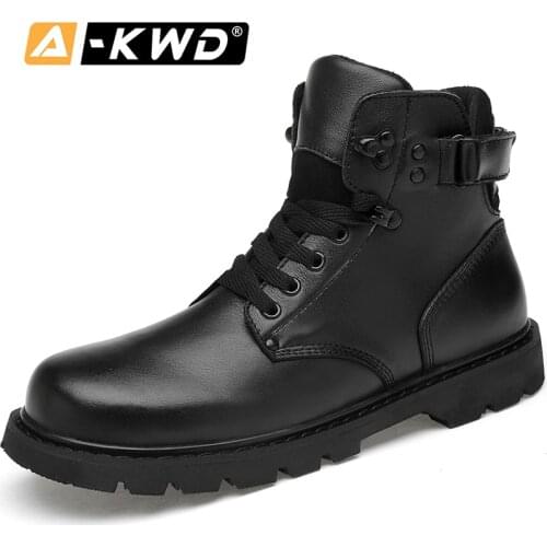 High Quality Men Winter Boots With Real Wool Fashion Black Man Boots Shoes Genuine Leather Chaussure Hiver Homme High Top Boots