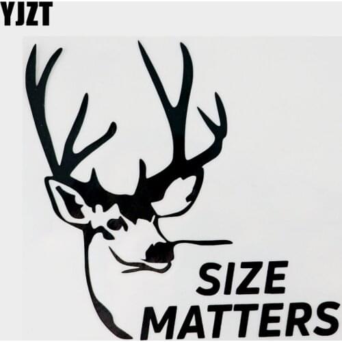 YJZT 12.5CM×12.2CM Fashion Animal Deer Size Matters Vinyl Decal Car Stickers Black/Silver 13F-0124