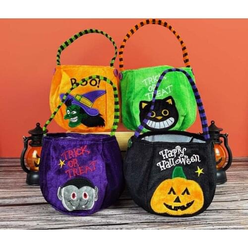 1Pc Candy Handbag Pumpkin Cat Witch Trick Or Treat Letter Print For Kid Gift Bag Masquerade Halloween Themed Party Dessert Decor