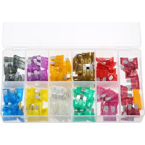 140PCS 2A-40A Automotive Standard Medium Auto Holder Car ATO Plug-in Blade Fuse Truck Secondary Size Blade Replacement Fuses Kit
