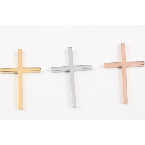 20pcs/Lot Mirror Polished Stainless Steel Cross Charm Pendant for DIY Jewelry Making Wholesale15x30mm 25*40mm