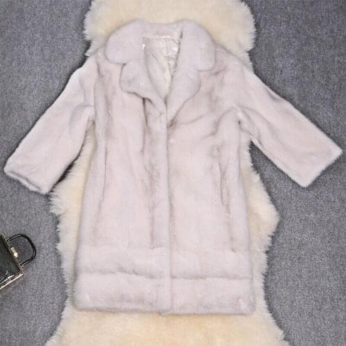 2017 Brand luxury women natural mink fur jacket long style With sashes elegant lady high quality winter fur coat TU144-041