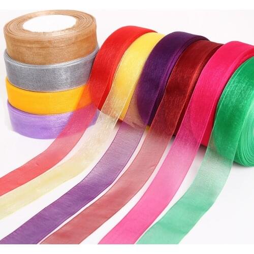25mm 50 Yards 8 Points Organza Ribbon Arts Crafts Sewing Apparel Sewing Fabric Gift Ribbons Supplies