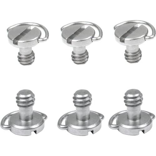 Feichao 6pcs 1/4" Tripod Screws D-Ring Quick Release Plate Adapter for DSLR Camera Monopod Light Photography Accessory Stainless