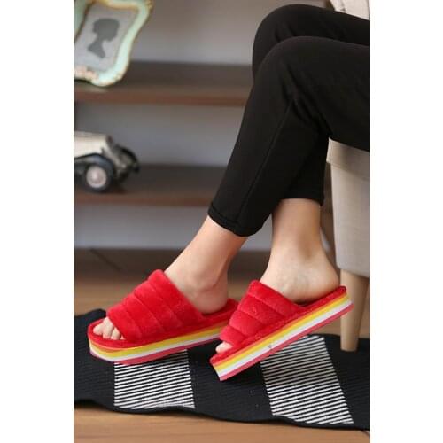 A690-20Kırmızı Pink Potin Red Women Home Slipper A690-20