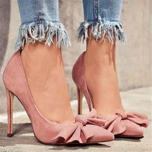 ASHIOFU Handmade Ladies High Heel Pumps Butter-knot Slip-on Party Prom Dress Shoes Slip-on Evening Pointy Fashion Court Shoes