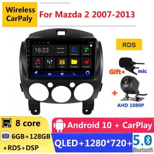 6G RAM 2 din android 10 car radio auto stereo for Mazda 2 2007 2008 2009 2010 2011 2012 navigation GPS DVD Multimedia Player