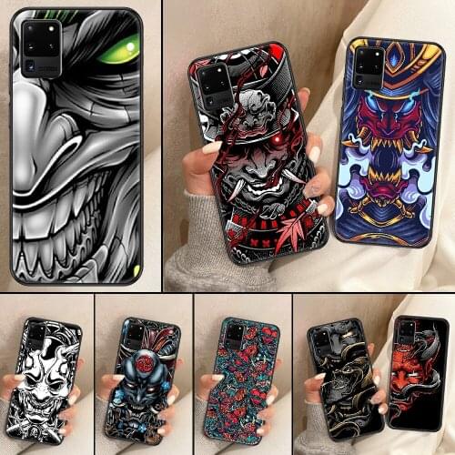 Japanese samurai oni mask Phone case For Samsung Galaxy Note 4 8 9 10 20 S8 S9 S10 S10E S20 Plus UITRA Ultra black fashion cover