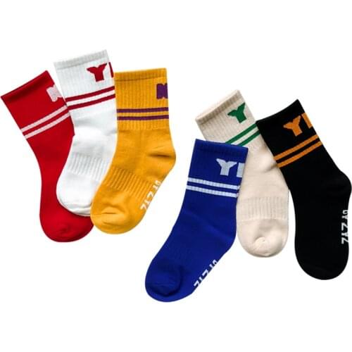 Childrens short socks sport cotton baby summer spring socks girls boys kids Breathable white toddler cute school letter socks