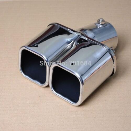 For Car Square Dual Slant Exhaust Muffler Tail Pipe Tip Silencer Inlet 46 - 62mm [QP1047]