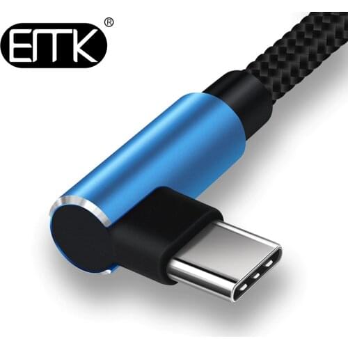 EMK USB Type C Cable 90 Degree USB C Charger Cord 2A Fast Data Cable Adapter Type-c Cable For Samsung S9 S8 Oneplus 3 2 USB-C