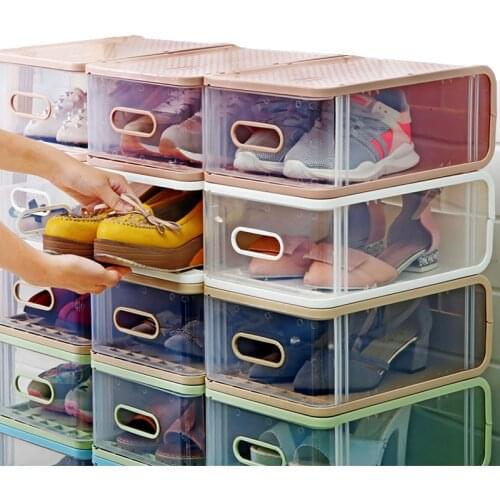 GY Shoe Box Storage Box Transparent Shoes Sneakers AJ Storage Fantastic Plastic Space-Saving Single Shoe Box Drawer Type
