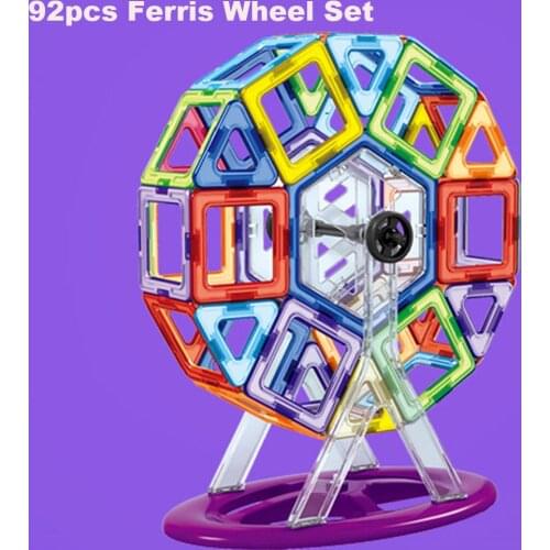 92pcs/Set Big Size Magnetic Building Blocks Ferris Wheel Brick Designer Enlighten Bricks Magnetic Toys Childrens Birthday Gift