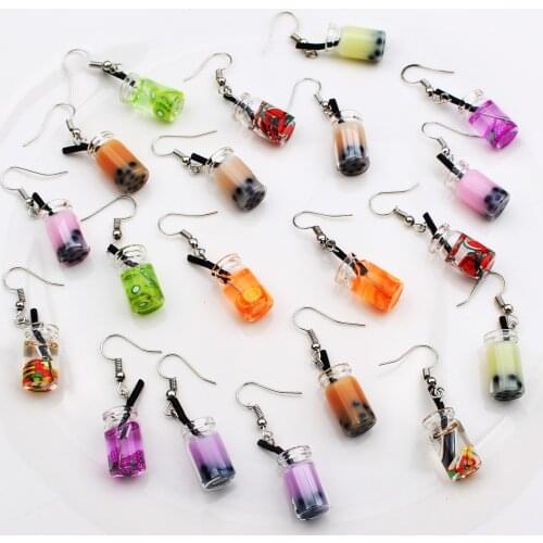 Korea Lovely Personality Earrings Creative bottles Fruit Lemon Cup Funny Girl Ear Accessories Jewelry For Women 2020 Best Gift