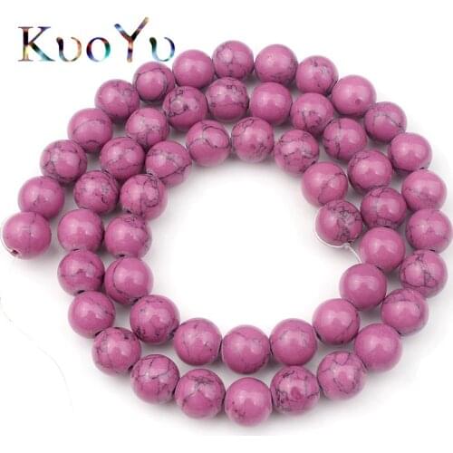 Purple Turquoises Stone Beads Round Loose Spacer Beads For Jewelry Making 4/6/8/10/12mm DIY Handmade Bracelet Necklace 15"inches