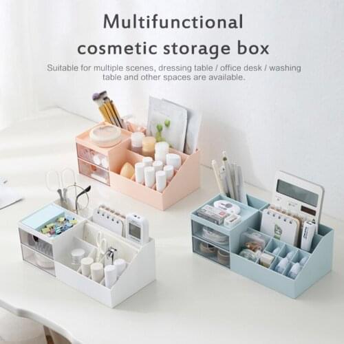 Multifunctional Desktop Cosmetics Stationery Jewelry Transparent Drawer Plastic Compartment Storage Box Makeup Drawer Container