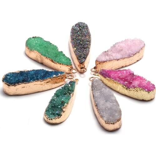 Natural Stone Crystal Agates Pendant Charms Fashion Quartz Pendants For Jewelry Making DIY Necklace Accessories Size 12x24mm