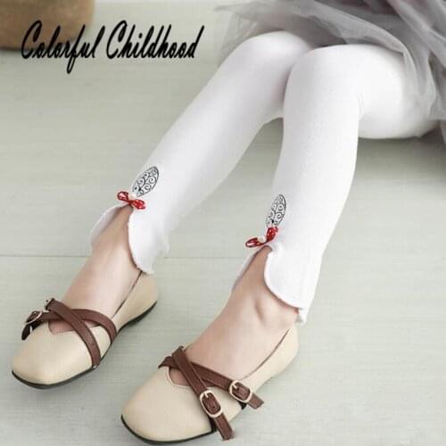 2018 New Girls Pants Pure Cotton Joker Stretch Fashion Infant Toddler Kid Floral Embroider Leggings Childrens Autumn Clothing