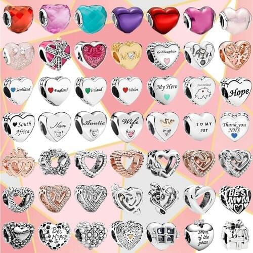 New High Quality 100% 925 Sterling Silver Original Enamel Heart-shaped Charm Series For Female Romantic Diy Exquisite Jewelry
