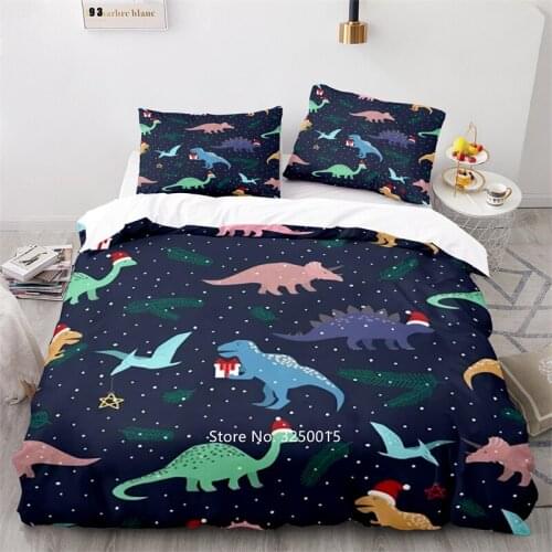 Cute Cartoon Animal Bedding Color Dinosaur Print Children Adult Cute Gift Deluxe Down Quilt Cover Big Bedspread and Pillowcase
