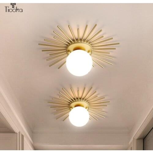 Tiooka Golden Ceiling-Light Surface-Mounted Sun-Flower Shape Corridor Aisle Stair Balcony Ceiling Droplight G9 Led Bulb Inluded