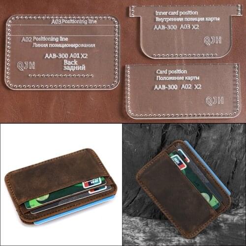 Simple Leather ID Card Storage Bag Making Template DIY Sewing Acrylic Stencil Semi-Finished Mould Tool Supplies