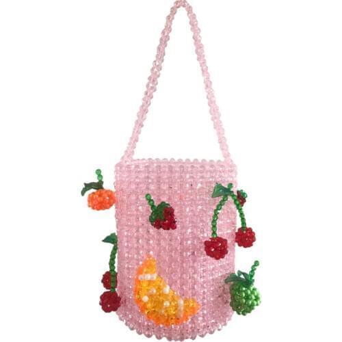 Luxury Pure Hand-woven Beaded Bucket Bag 2019 New Fashion Pearl Beaded Woven Shoulder Messenger Bag Handbags Women Family