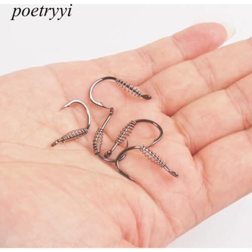 POETRYYI Stainless Steel Fishing Hooks Barbed Swivel Carp Jig Fishhook Spring Hook With Hole For Fishing Tackle P30