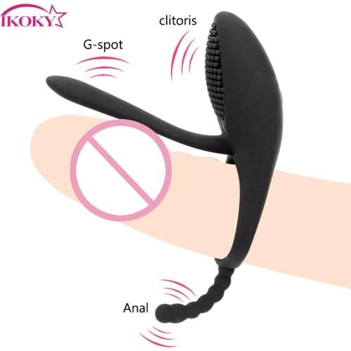 IKOKY Male Cock Ring Vibrating Penis Ring Sex Toys for Men Anal Vagina Stimulation 7 Speed G-spot Vibrator Couples Flirt