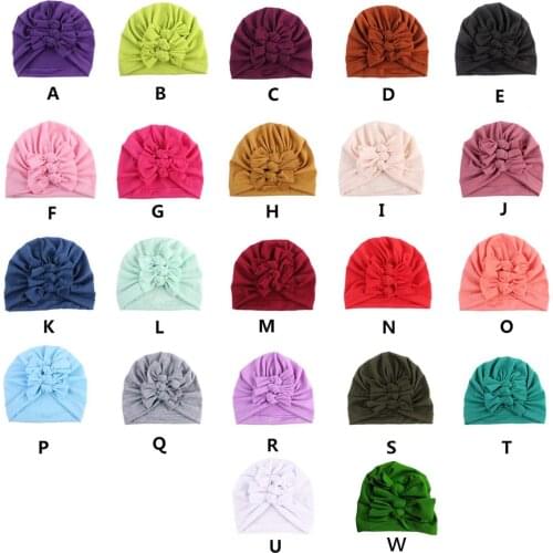 #35 0-6month Baby Beanie Toddler Kids Baby Boy Girl Solid Knotted Hat Beanie Bow Headwear Accessories Turban Bebe Fille 2021